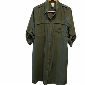 Motherhood Maternity Green Button Up Dress Sz M